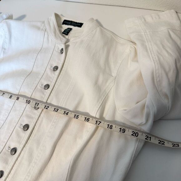 Ralph Lauren White Denim Button Down Jacket Size 16 - Picture 8 of 9